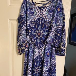 Blue dress with criss cross strings in the back